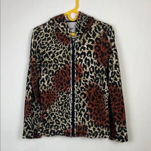 Onque Casuals Leopard Print Women's hoodie zip-up Jacket black brown and…